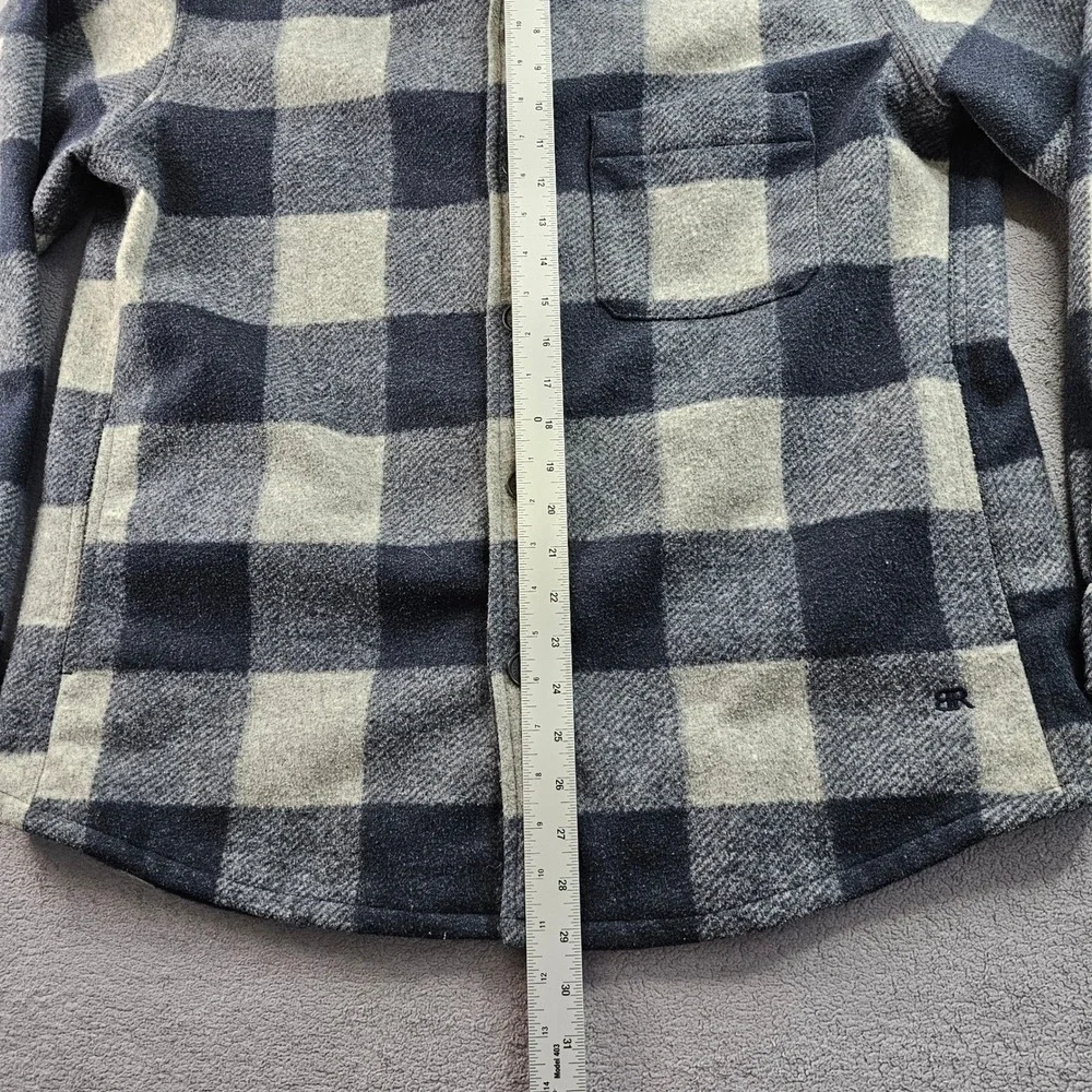 Heritage Heritage Shirt Jacket Mens L Navy Gray Buffalo Plaid Lined Button Front